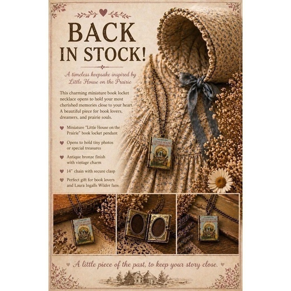 Little House On The Prairie Book Locket Necklace Laura Ingalls Wilder Tv Show